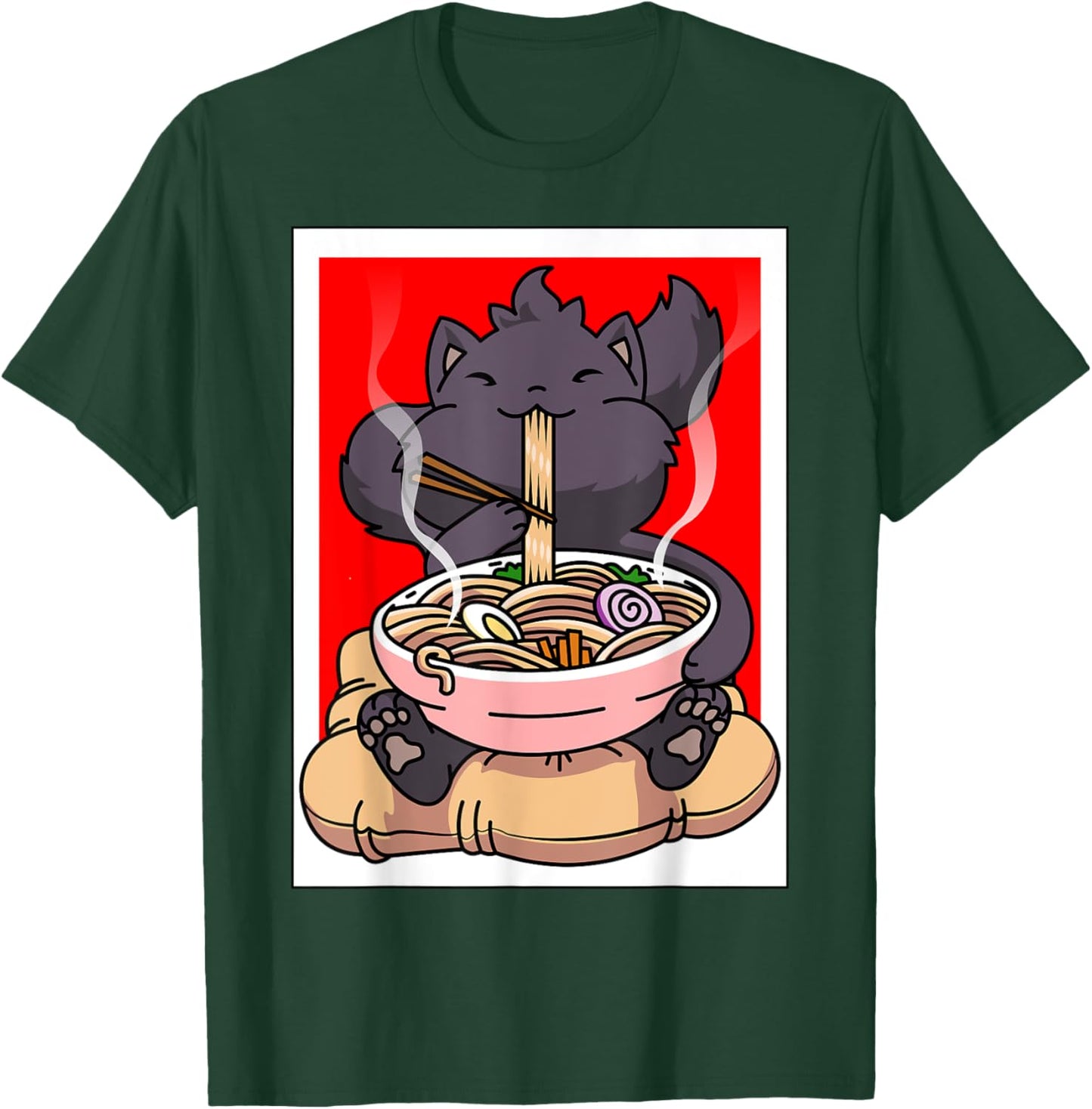 Ramen Cat Anime - Kawaii Clothes Otaku Clothing Manga T-Shirt - T-Shirt | Forest