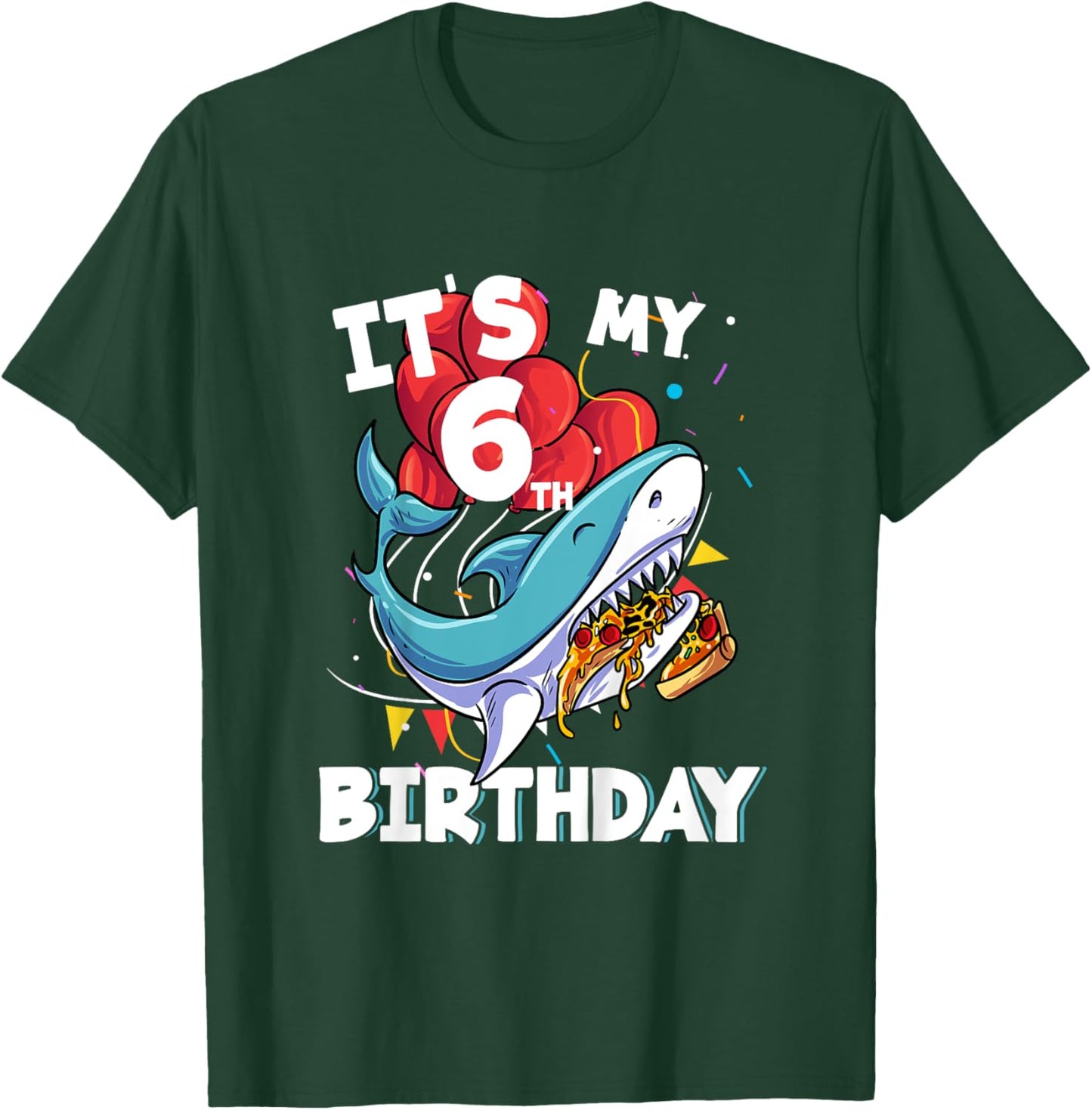 It's my 6th Birthday 6 Year Old Shark Birthday T-Shirt - T-Shirt | Forest