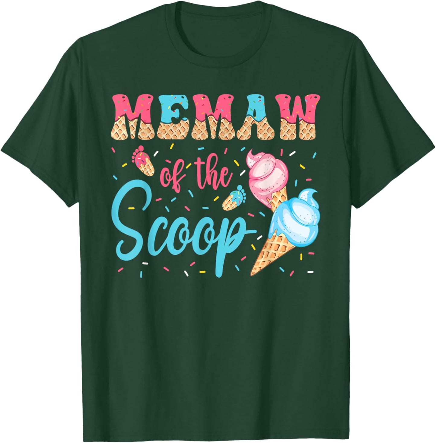 Memaw Of The Scoop Ice Cream Gender Reveal Baby Shower T-Shirt - T-Shirt | Forest