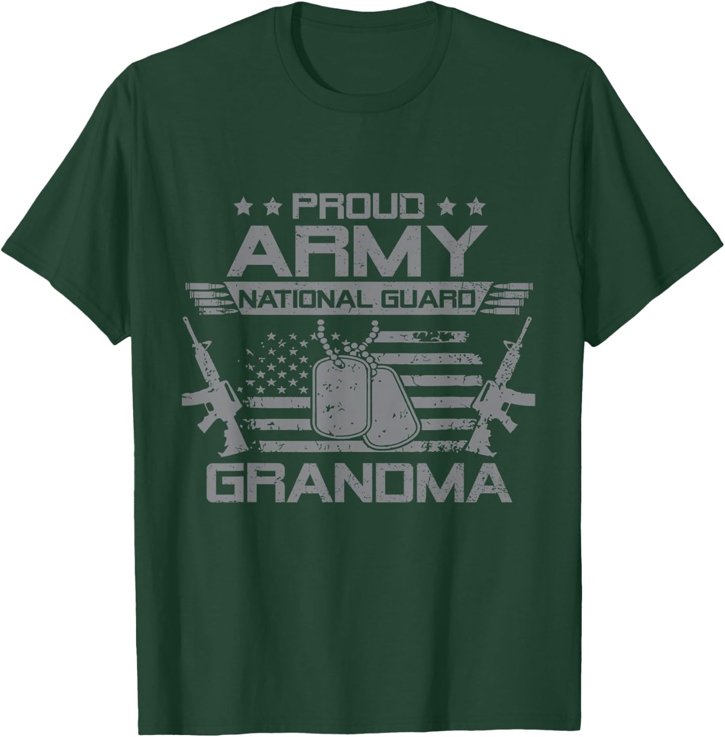 Proud Army National Guard Grandma Flag USA Military Veteran T-Shirt - T-Shirt | Forest