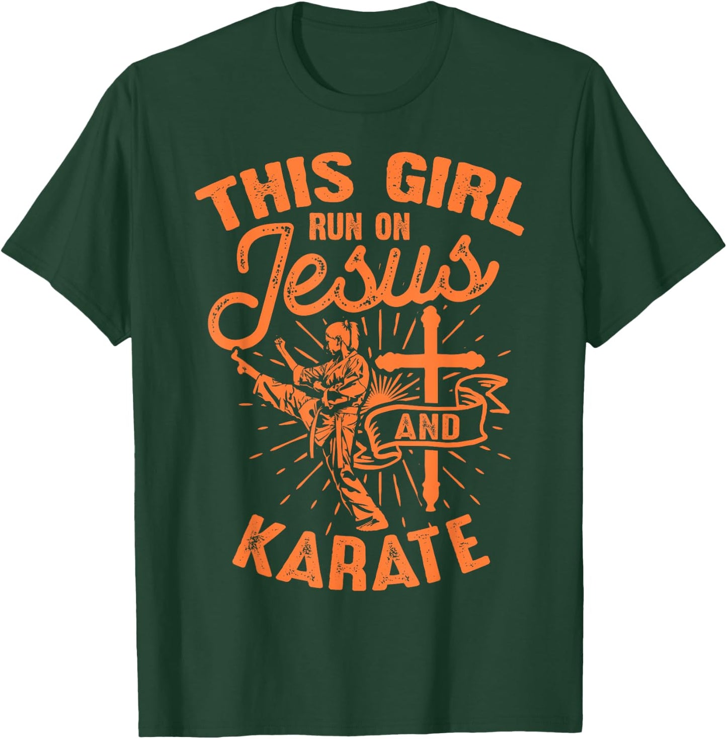 Funny Jesus Karate Gift Girl Christian Martial Art Lover T-Shirt - T-Shirt | Forest