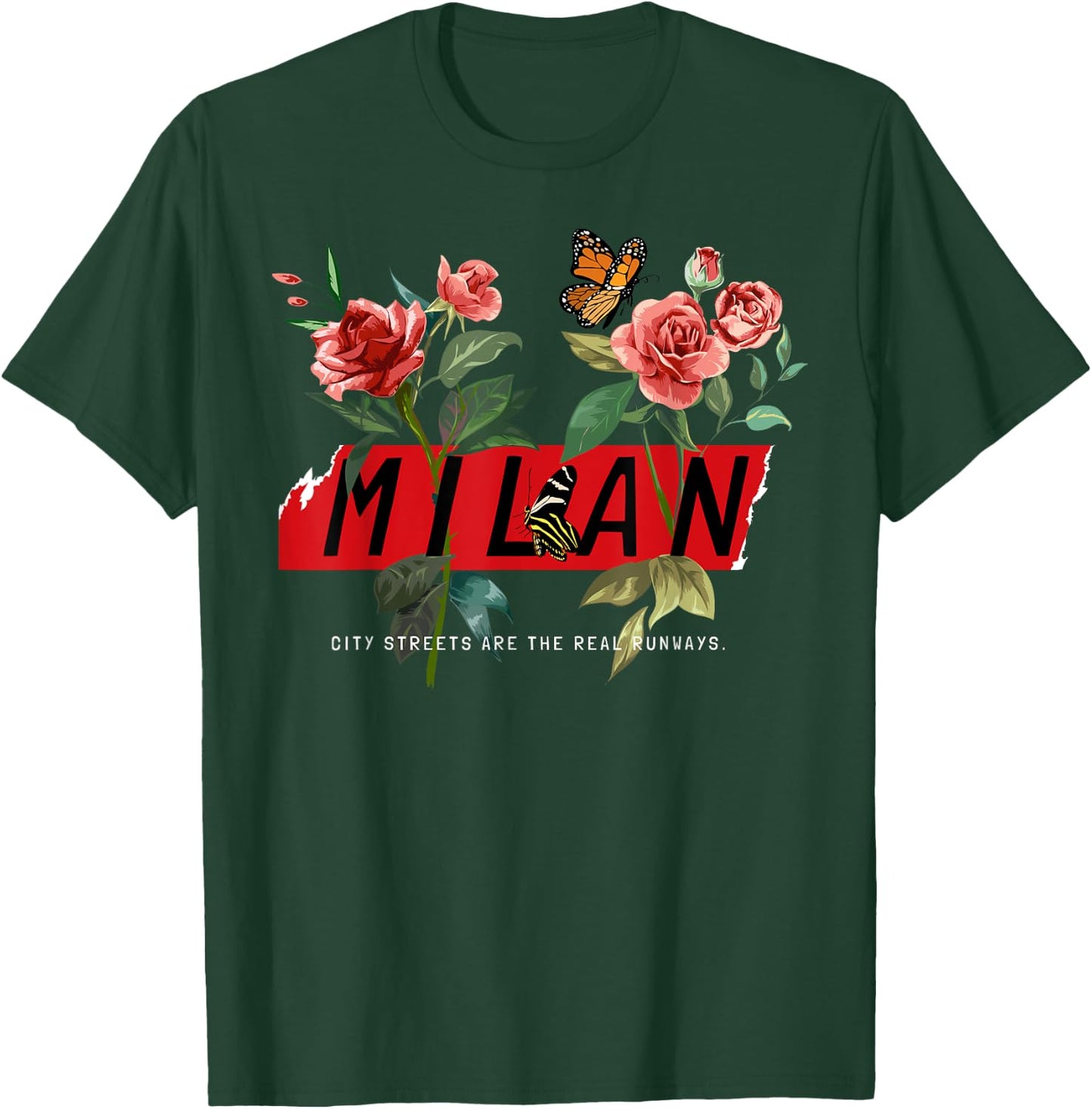 Floral Milan Italy Shirts, I Love Milano Italia T-Shirt - T-Shirt | Forest