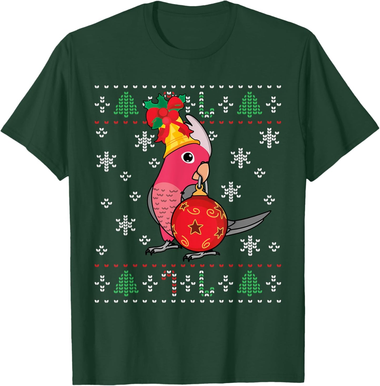 Rose-breasted Galah Cockatoo Parrot I Ugly Christmas T-Shirt - T-Shirt | Forest