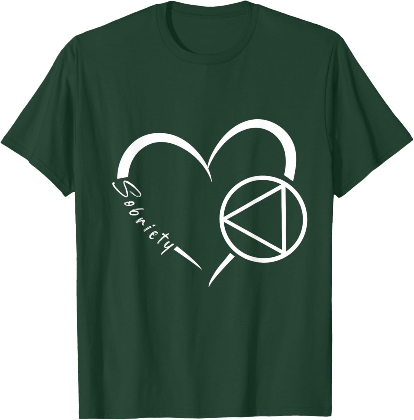 Sober Alcoholic Abstinence AA Support Sobriety Heart Love T-Shirt - T-Shirt | Forest