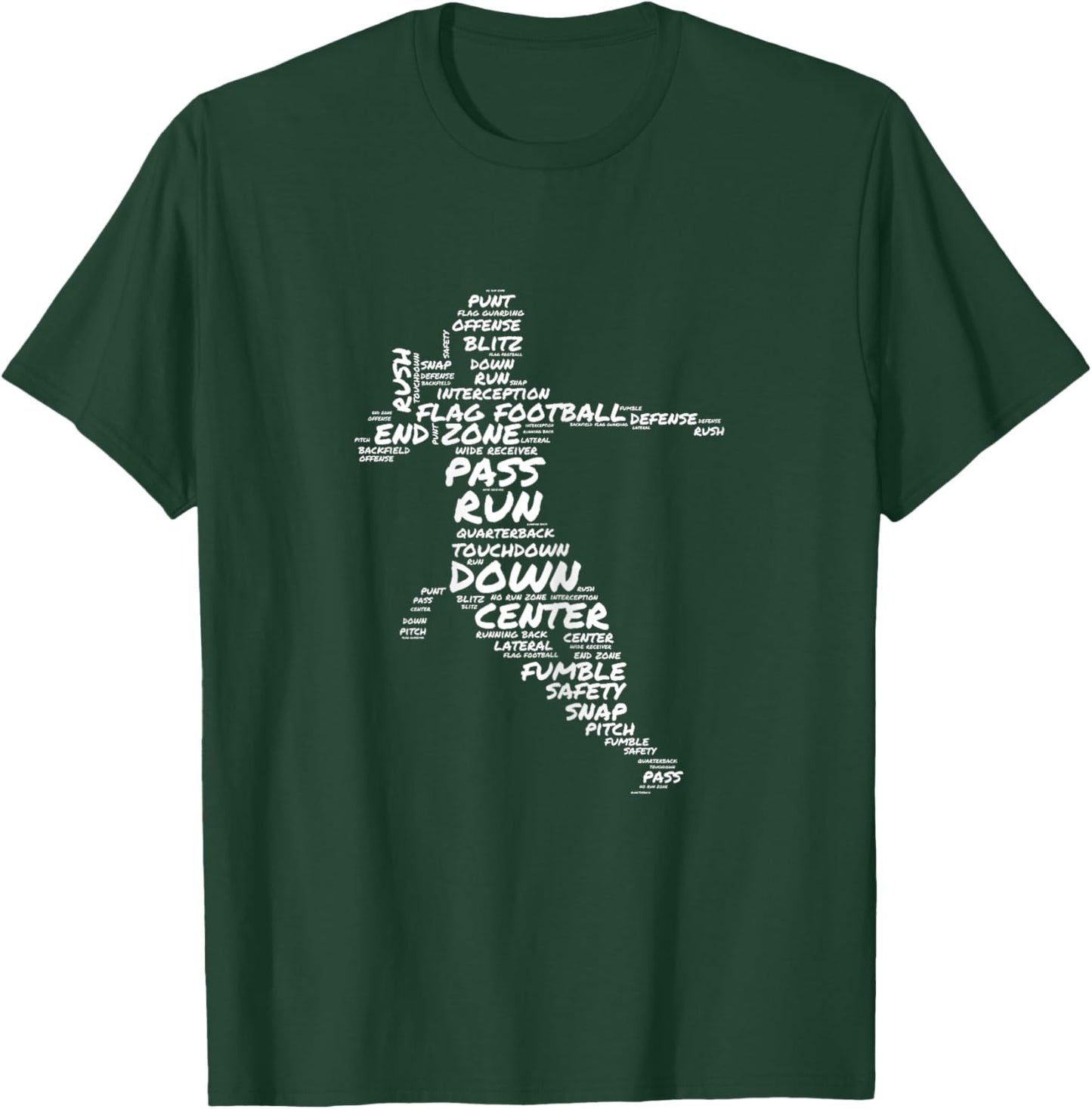 Girls Flag Football Player Word Art Typography T-Shirt - T-Shirt | Forest