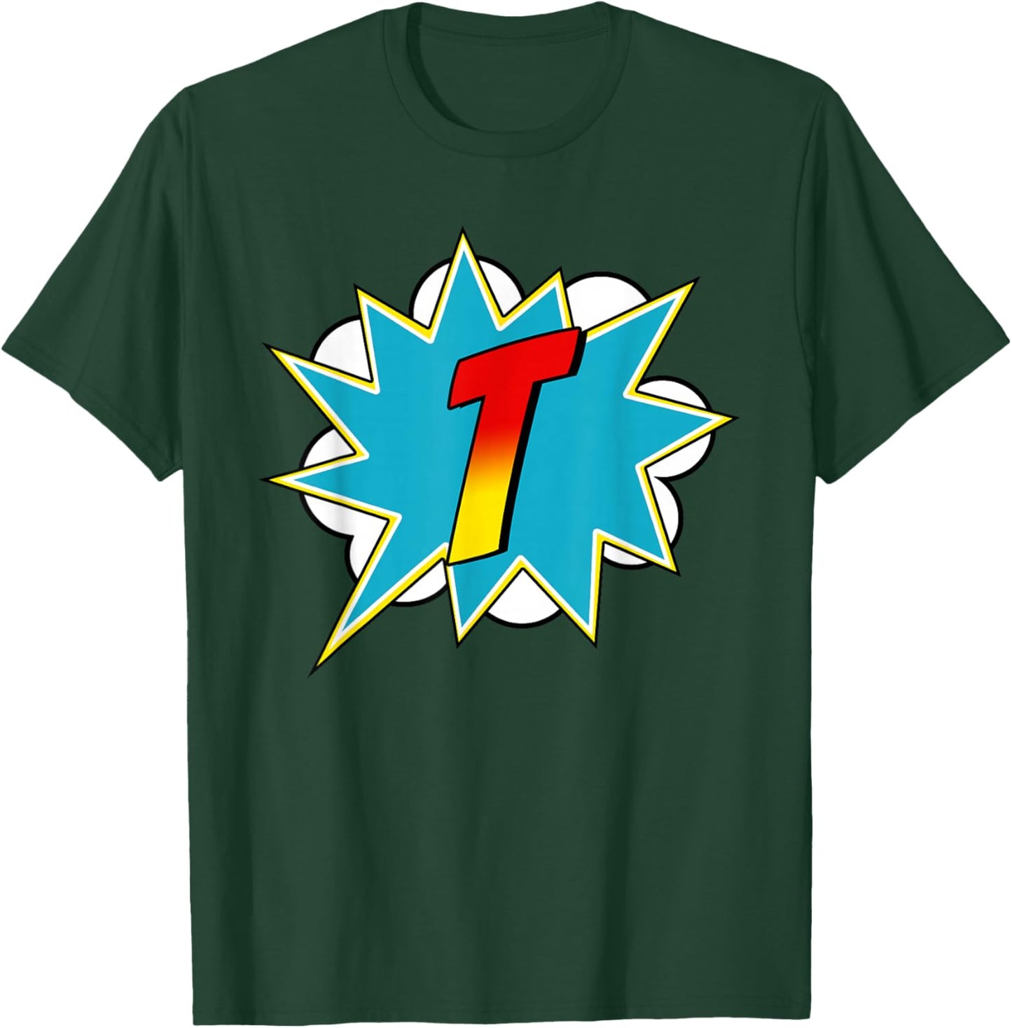 Letter Superhero Name Comic Costume : Black, Small, Retro, Superhero, Cartoon, -Adults & Kids, Short Sleeve, , Retro-Superhero T-Shirt - T-Shirt | Forest
