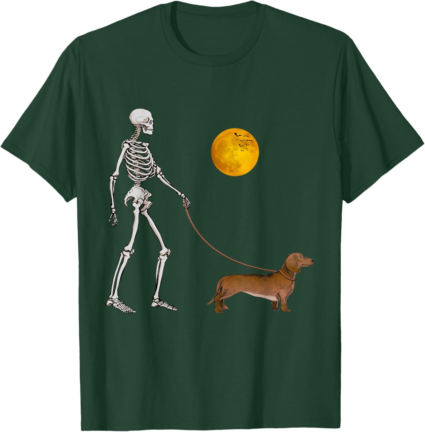 Dachshund Skeleton Dog Walking Halloween Costume Women Kids T-Shirt - T-Shirt | Forest