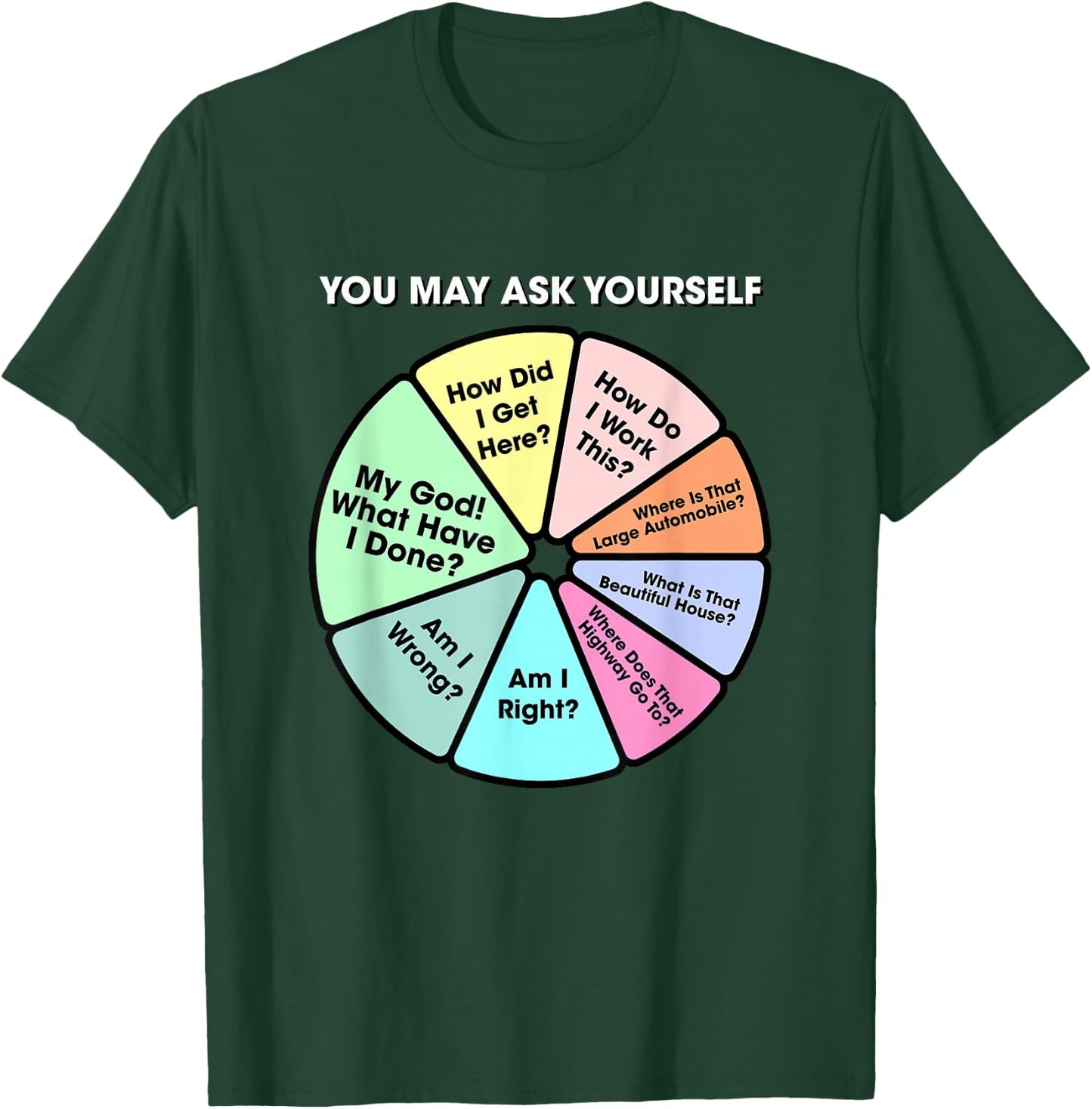 You May Ask Yourself Classic 80's Pop Music Retro Pie Chart T-Shirt - T-Shirt | Forest