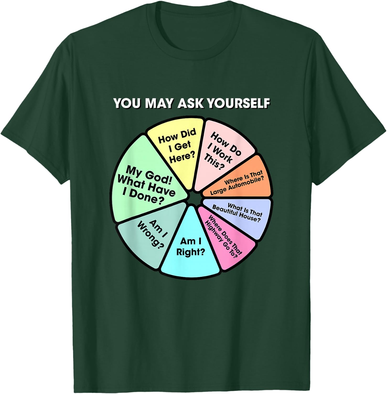 You May Ask Yourself Classic 80's Pop Music Retro Pie Chart T-Shirt - T-Shirt | Forest