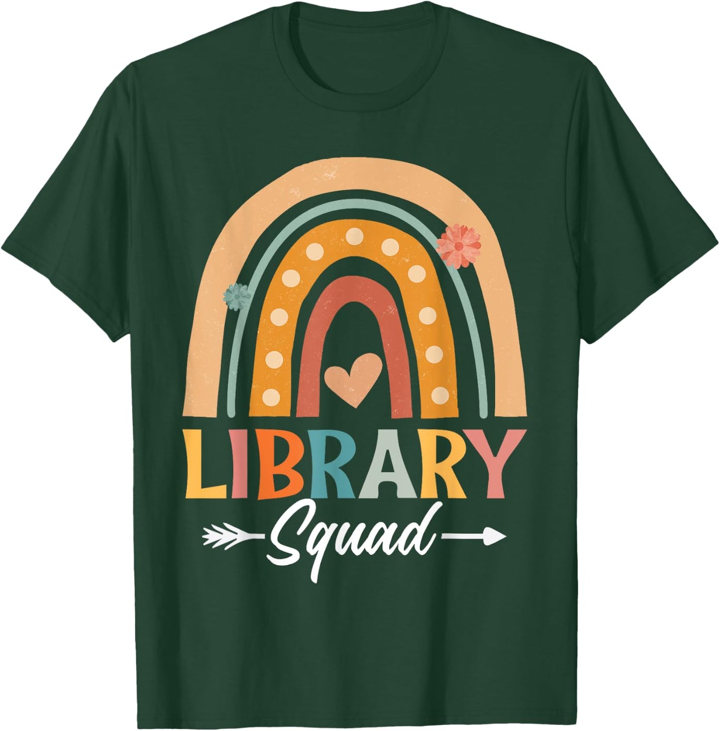 Library Squad Librarian Bookworm Book Lover Teacher Rainbow Women Girls Kids T-Shirt - T-Shirt | Forest