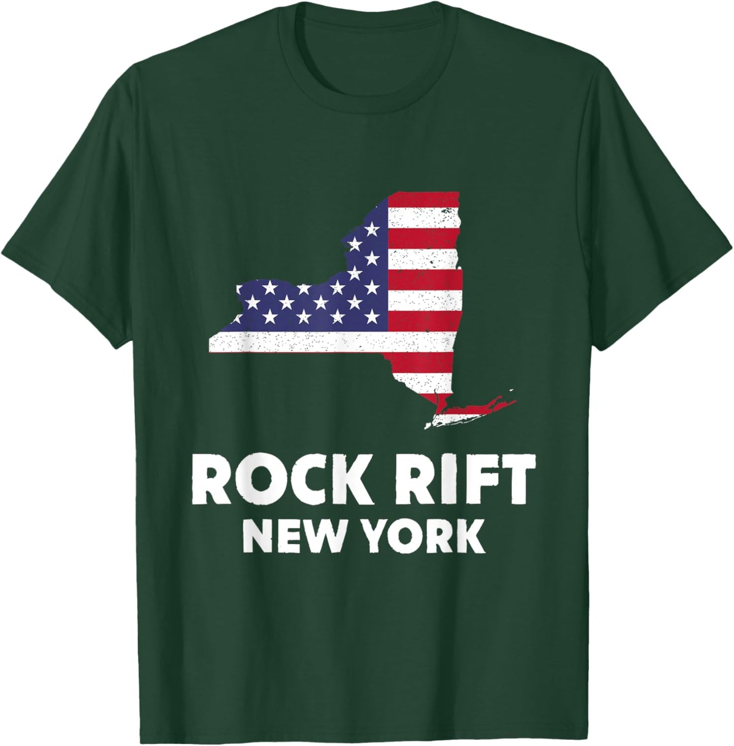 Distressed Patriotic USA Flag Rock Rift, New York Women Men T-Shirt - T-Shirt | Forest