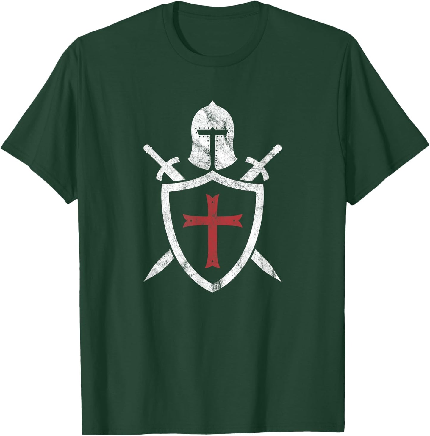 Templar Helmet Cross and Sword Medieval Crusader T-Shirt - T-Shirt | Forest