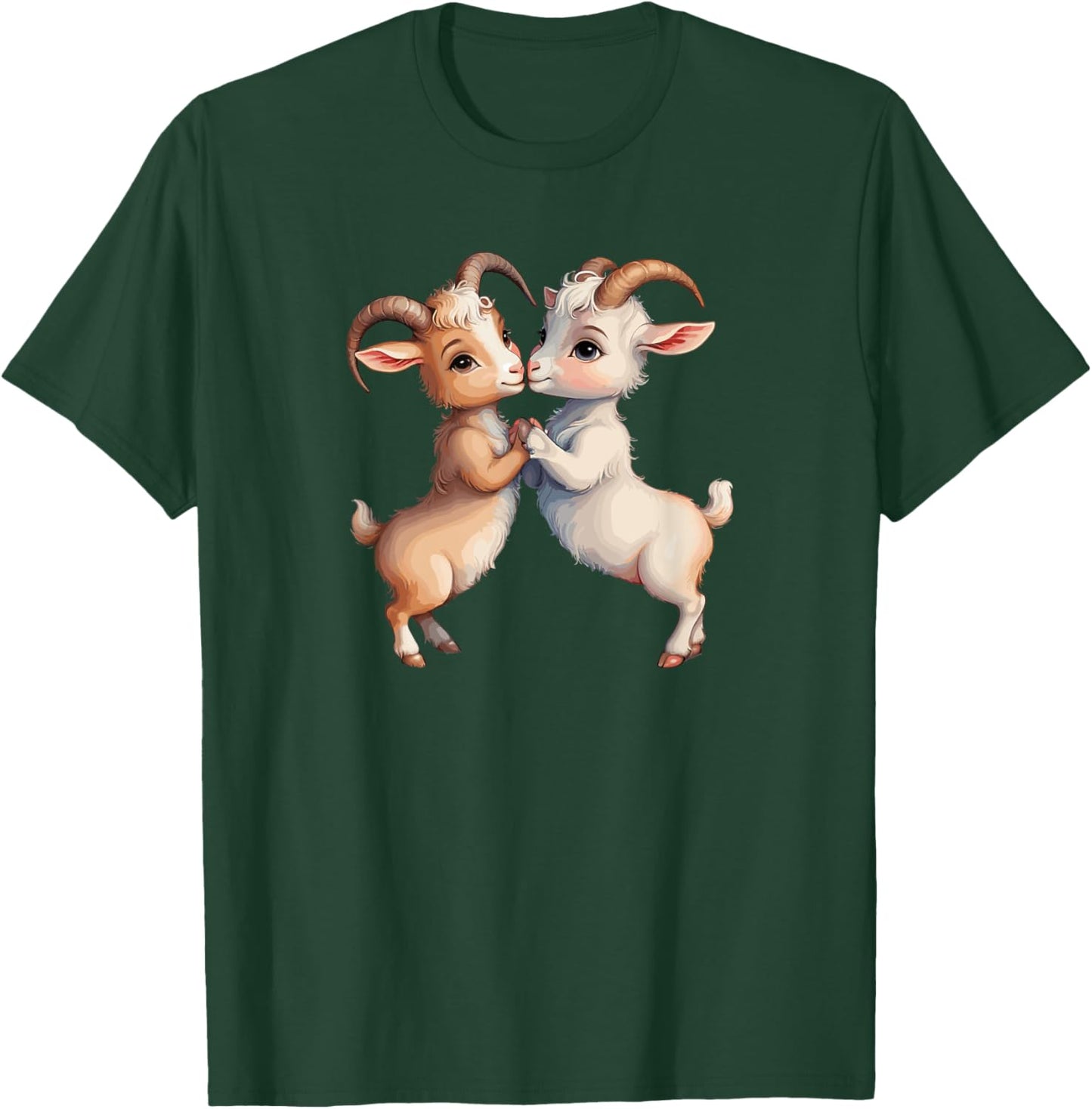 Goats Lovers Couple Kissing Cute Heart Valentine's Day T-Shirt - T-Shirt | Forest