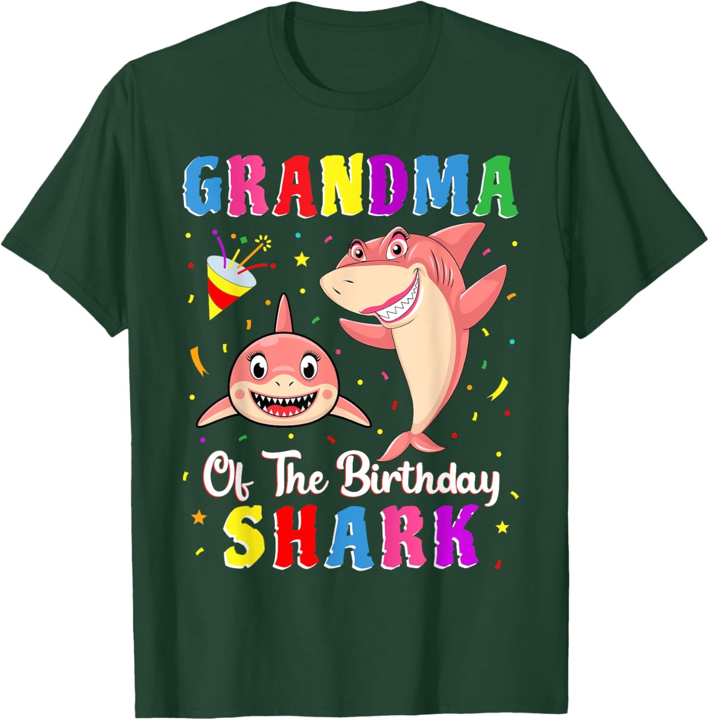 Grandma Of The Shark Birthday Family Birthday Granddaughter T-Shirt - T-Shirt | Forest