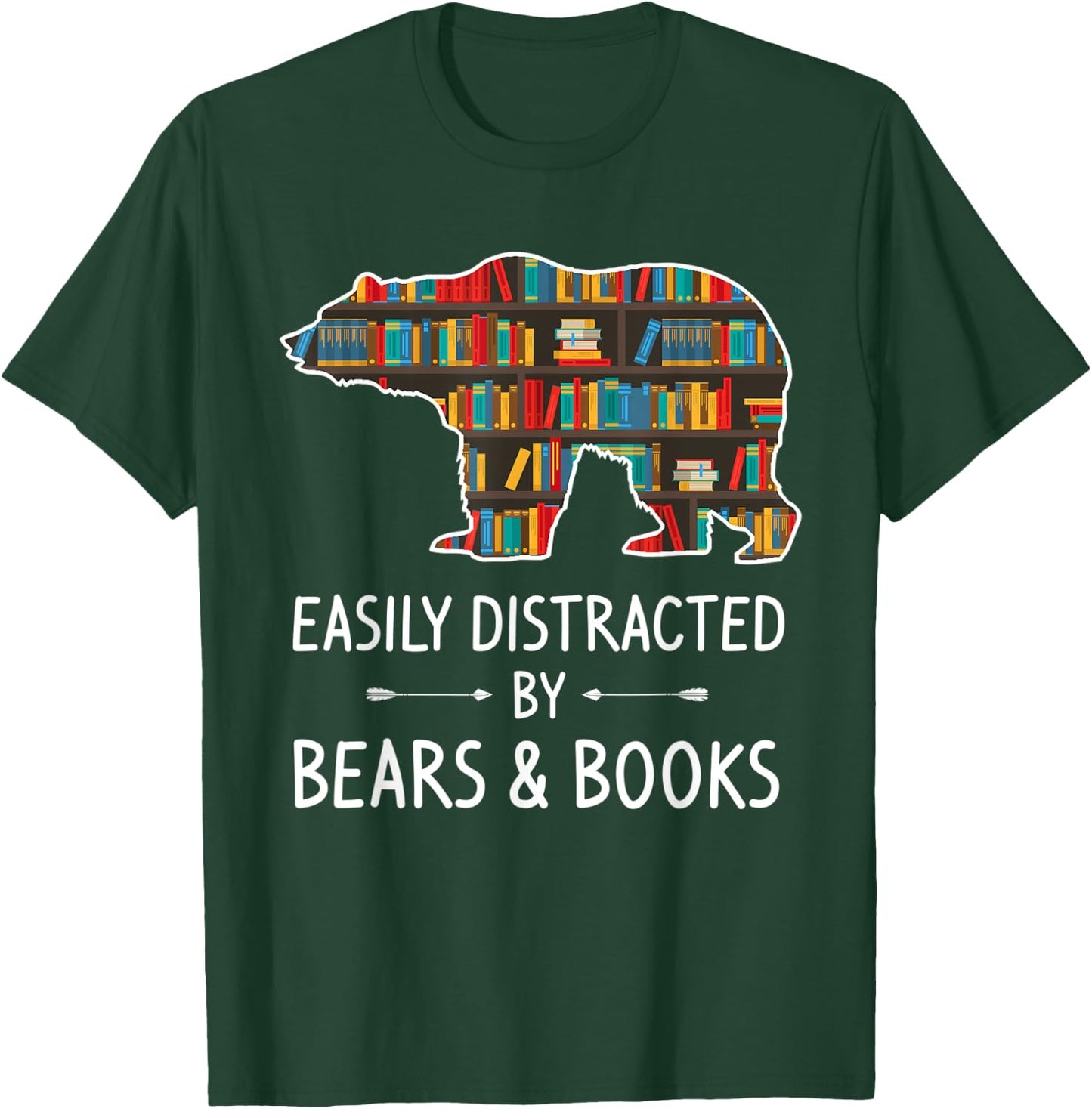 Easily Distracted By Bears & Books Lover Gift Mammal Animal T-Shirt - T-Shirt | Forest