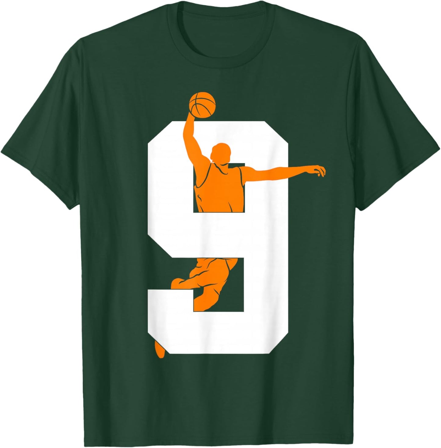 Number 9 Years Basketball 9th Birthday T-Shirt - T-Shirt | Forest