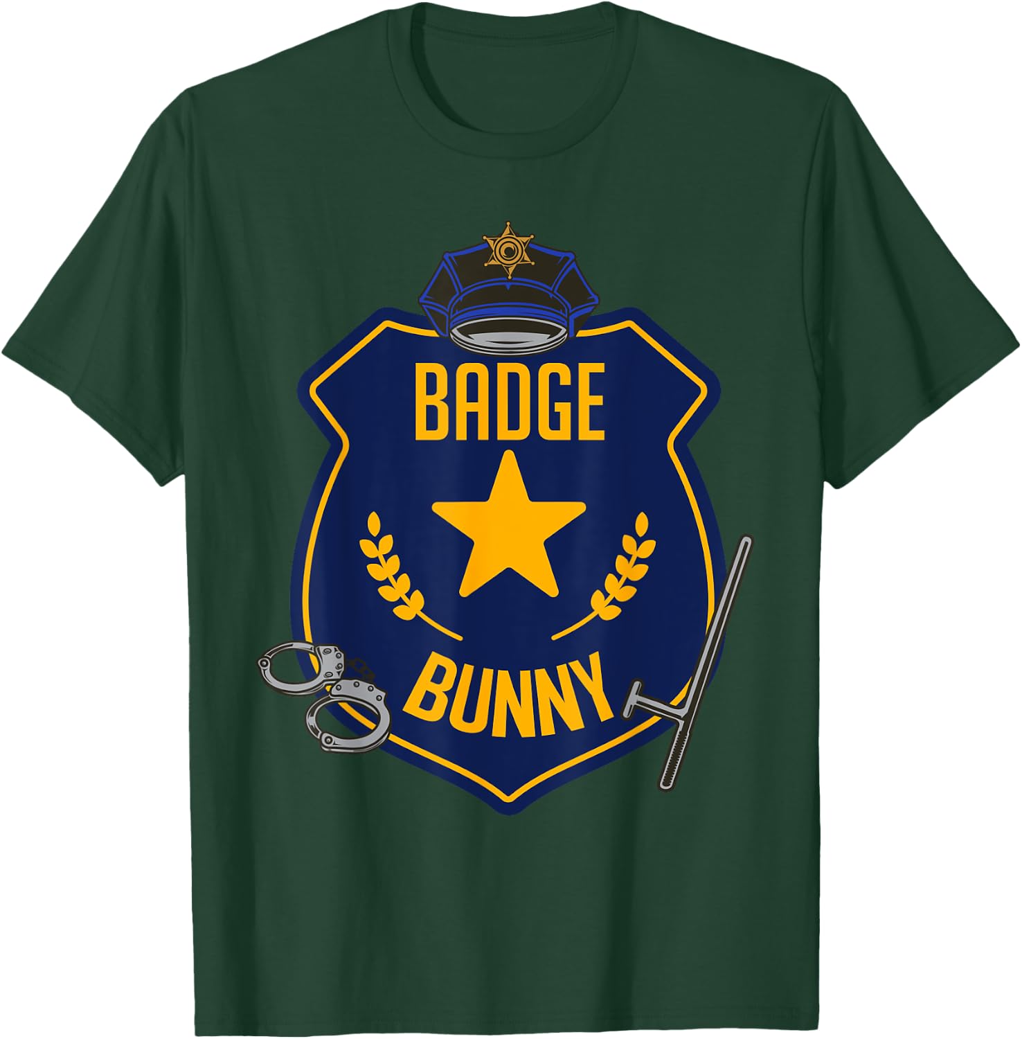 Badge Bunny Police Officer Policeman Handcuffs Easter Rabbit T-Shirt - T-Shirt | Forest