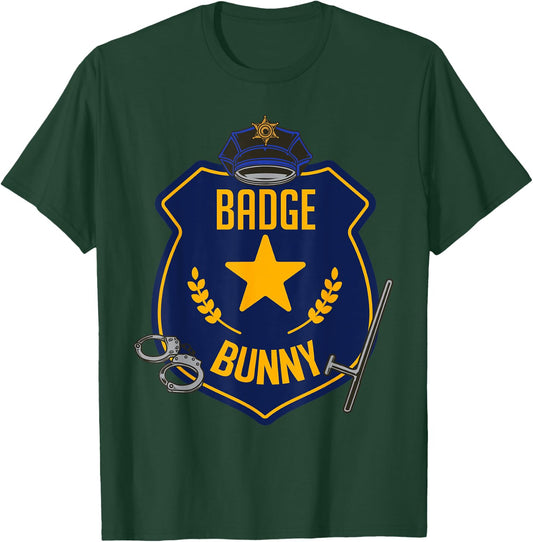 Badge Bunny Police Officer Policeman Handcuffs Easter Rabbit T-Shirt - T-Shirt | Forest