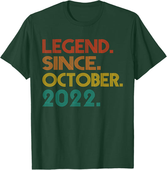 Legend Since October 2022 Men Women 2022 Vintage Birthday T-Shirt - T-Shirt | Forest