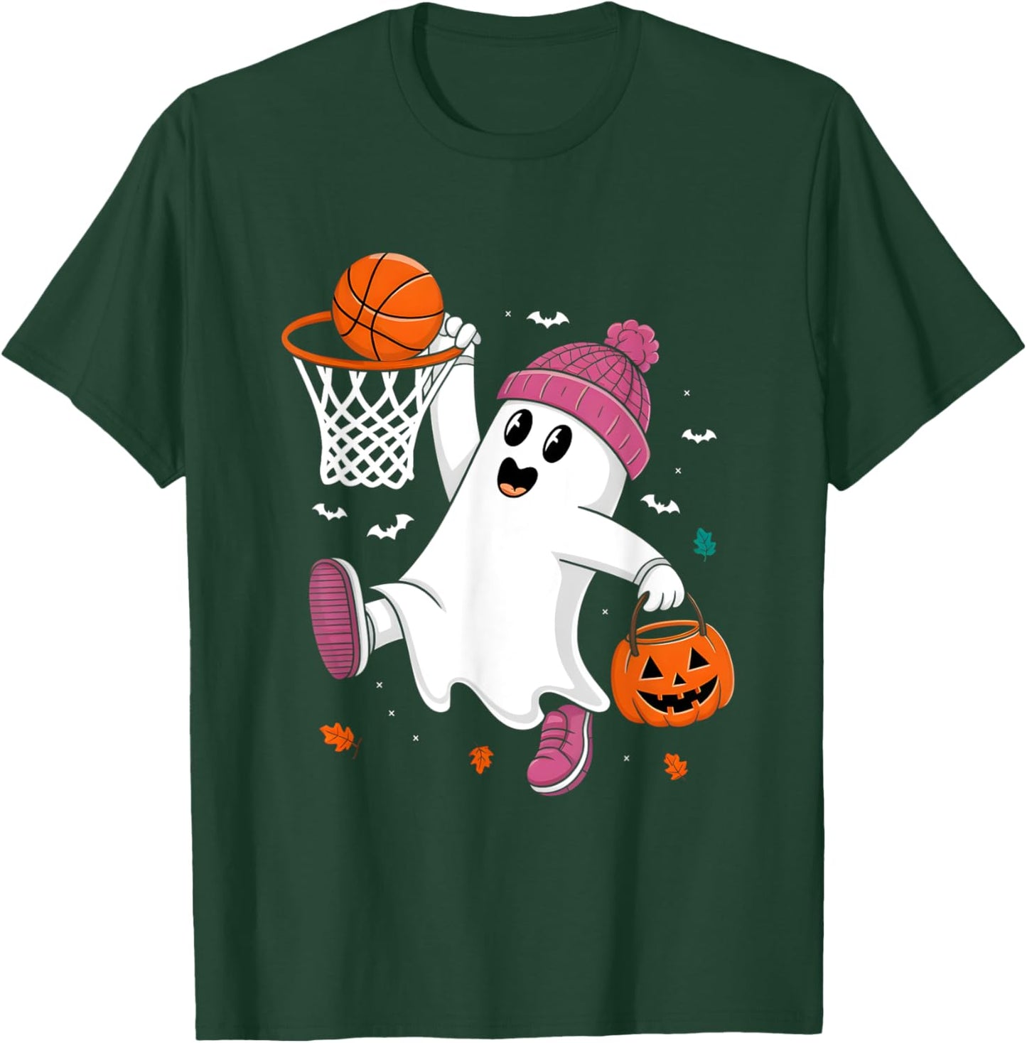 Funny Halloween Ghost Dunking Basketball Costume Boys Kids T-Shirt - T-Shirt | Forest