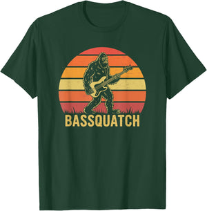 Bassquatch, Retro Bigfoot Bass Guitar Sasquatch T-Shirt - T-Shirt | Forest