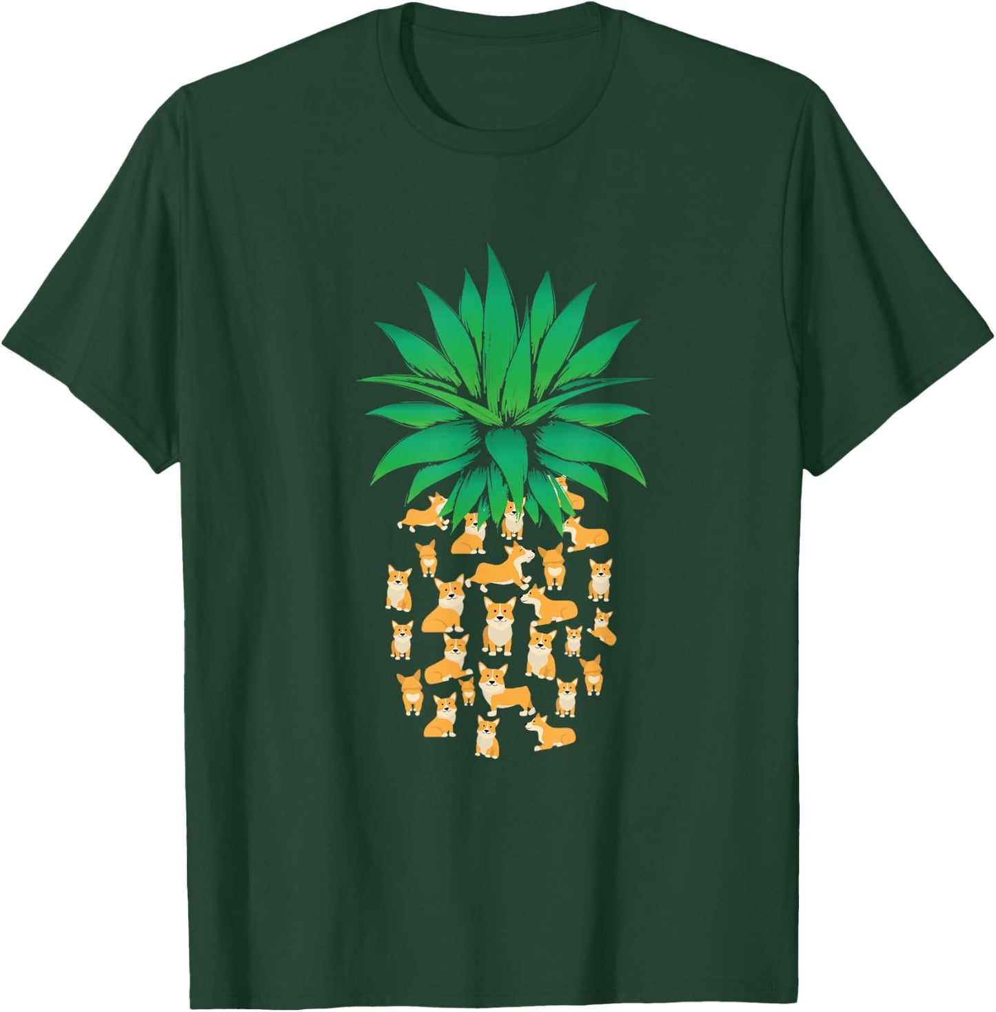 Novelty Summer Tropical Pineapples Fruit Pet Mom Funny Pembroke Welsh Corgi Dogs Pineapple Men Women Cute Dog T-Shirt - T-Shirt | Forest