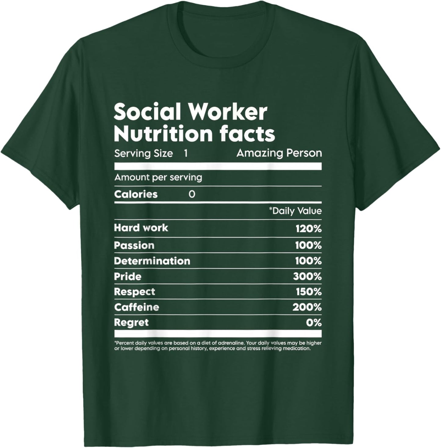 Social Worker Nutrition Facts T-Shirt - T-Shirt | Forest