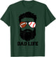 Football Baseball Dad Messy Hair Beard Football Baseball Dad T-Shirt - T-Shirt | Forest