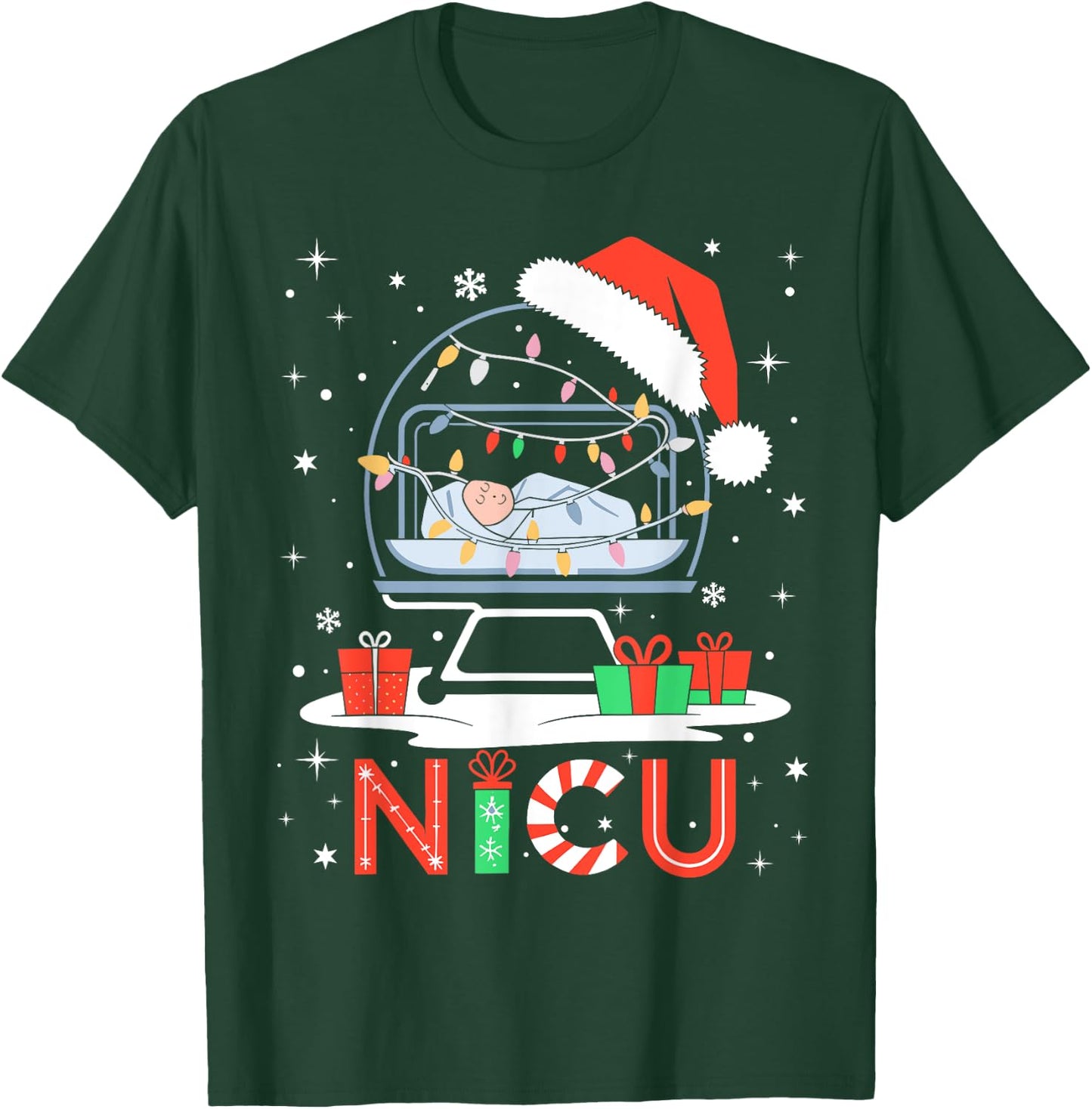 Neonatal Intensive Care Unit Xmas Funny Nicu Nurse Christmas T-Shirt - T-Shirt | Forest