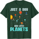 Just A Boy Who Loves Planets Solar System Kids Space Science T-Shirt - T-Shirt | Forest