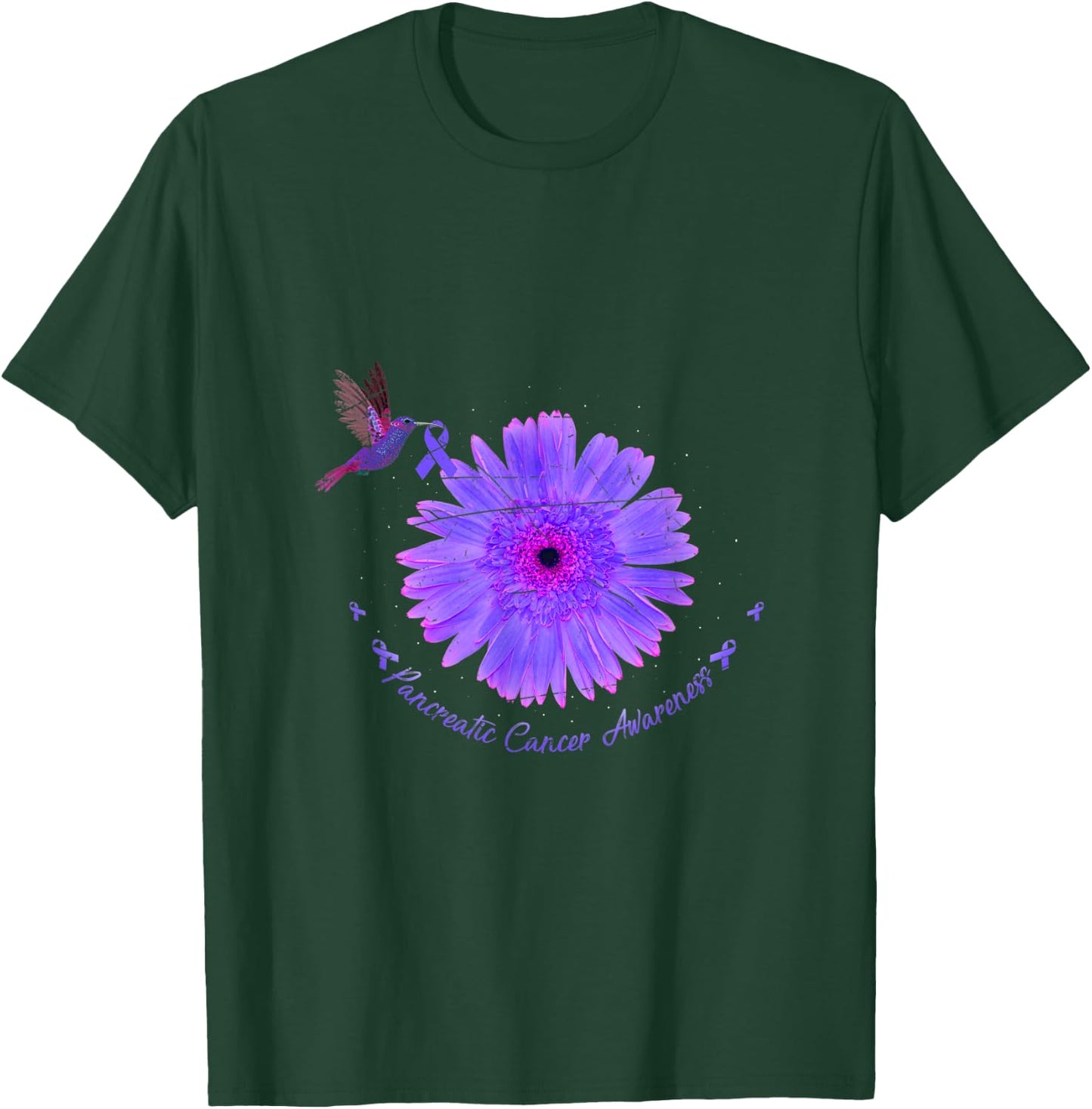 Bird Purple RibbonCancer Survivor Gift Pancreatic Cancer T-Shirt - T-Shirt | Forest