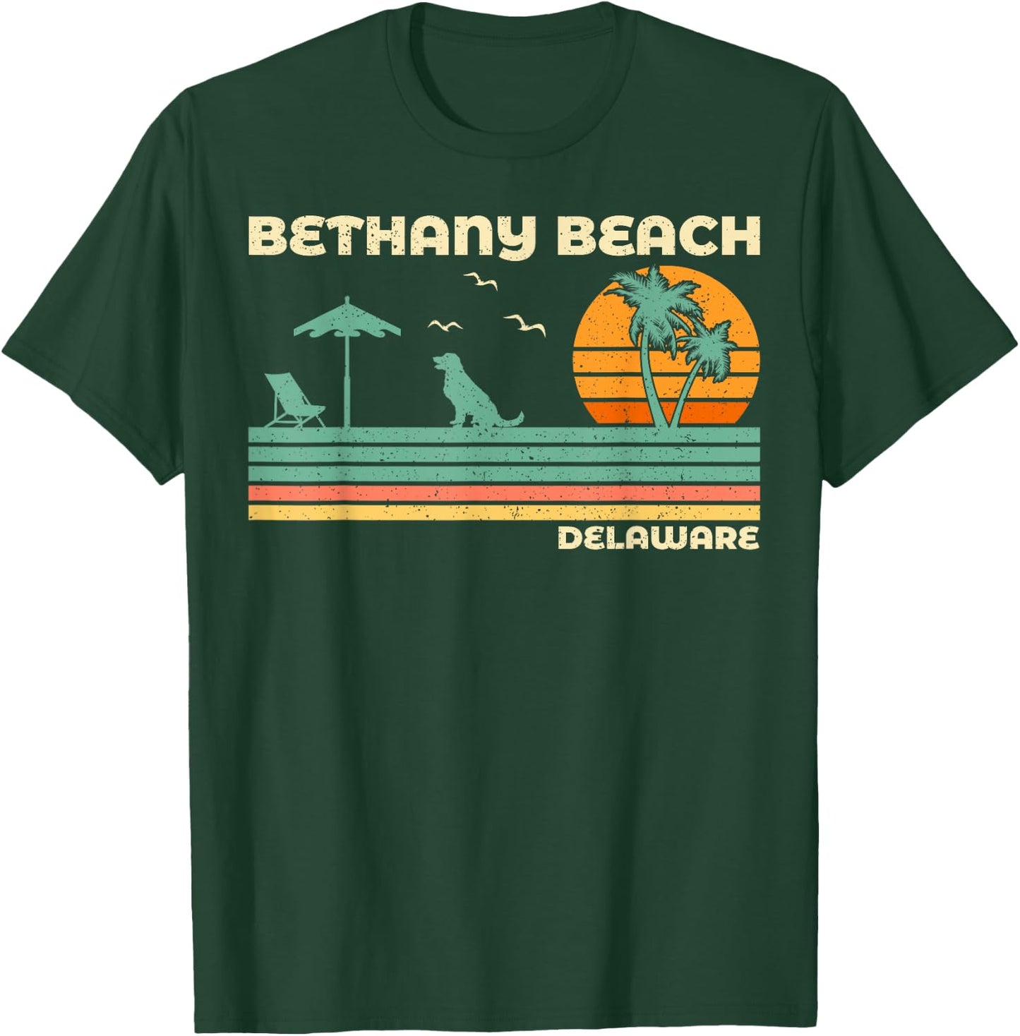Vintage Retro Family Vacation Delaware Bethany Beach Women Girls Kids T-Shirt - T-Shirt | Forest