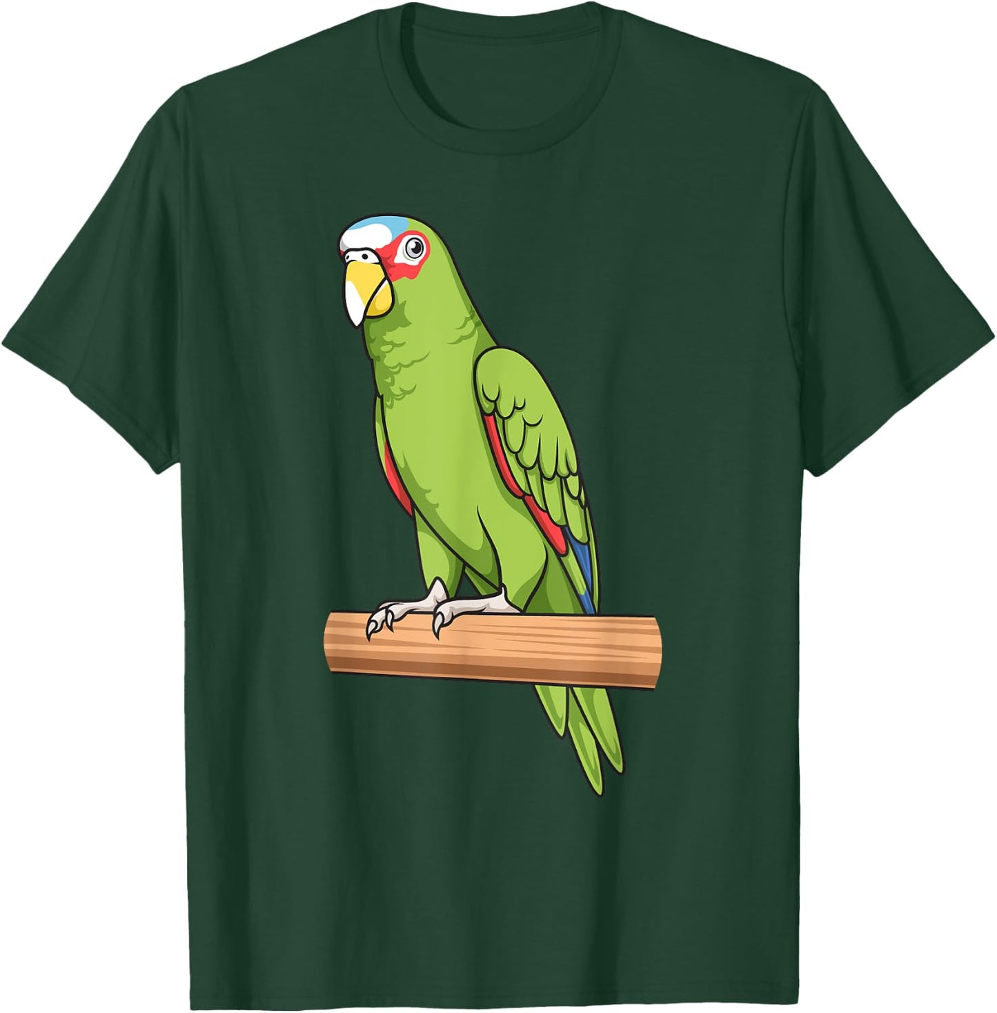 Parrot Bird White-Fronted Sitting on a Tree Branch T-Shirt - T-Shirt | Forest