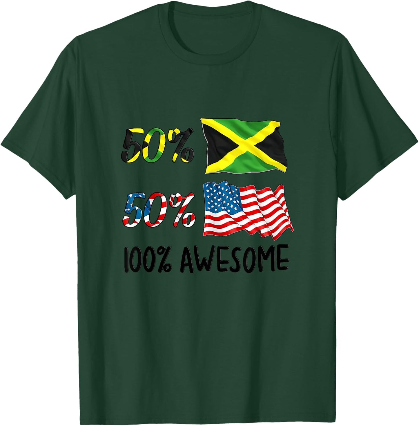50% American 50% Jamaican 100% Awesome Boy Girl Baby Gift T-Shirt - T-Shirt | Forest