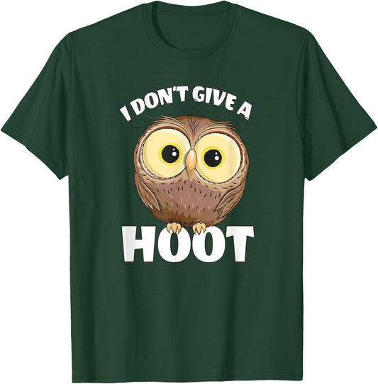 I Don't Give A Hoot Funny Googly Eyes Owl T-Shirt - T-Shirt | Forest