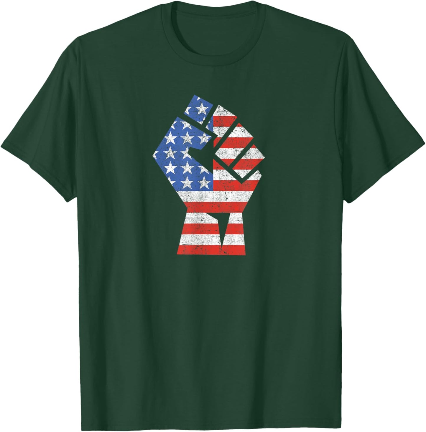 USA Flag Fist Stars and Stripes Patriotic Protest T-Shirt - T-Shirt | Forest