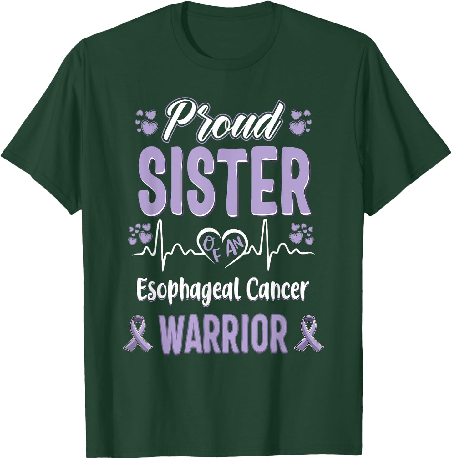 proud Sister Esophageal cancer warrior awareness ribbon T-Shirt - T-Shirt | Forest