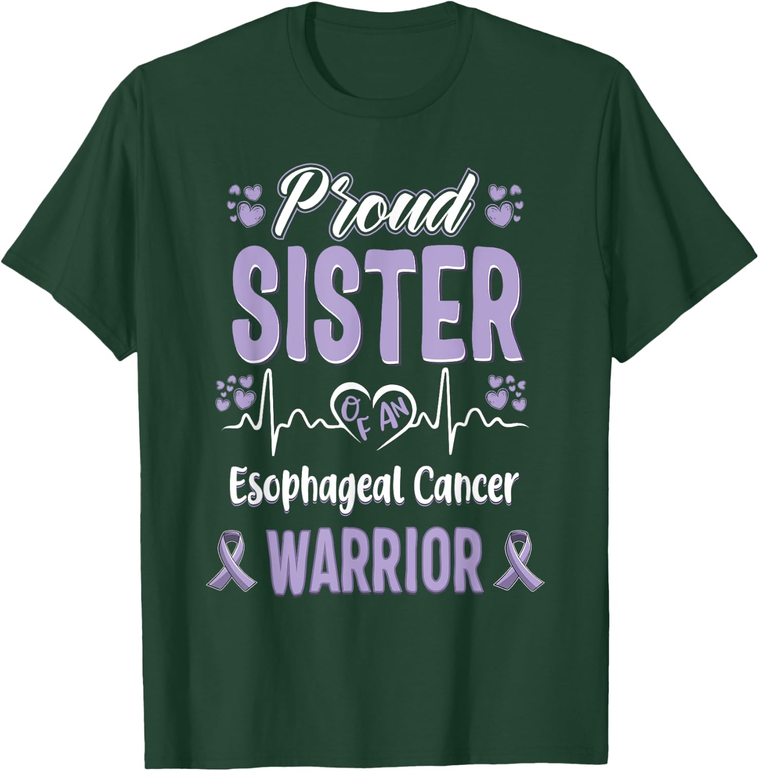 proud Sister Esophageal cancer warrior awareness ribbon T-Shirt - T-Shirt | Forest