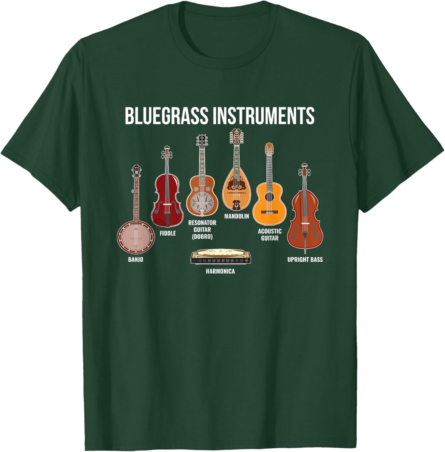 Banjo Bluegrass instruments Vintage Music Fans Banjo Player T-Shirt - T-Shirt | Forest