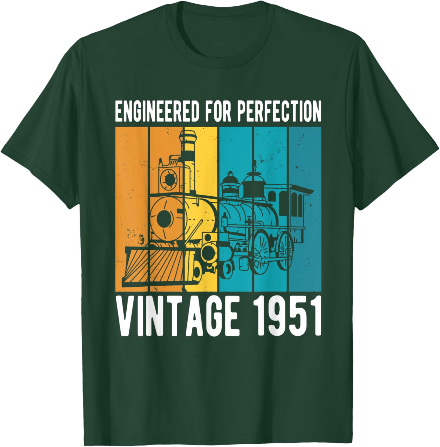Engineered For Perfection Vintage 1951 Birthday Train T-Shirt - T-Shirt | Forest