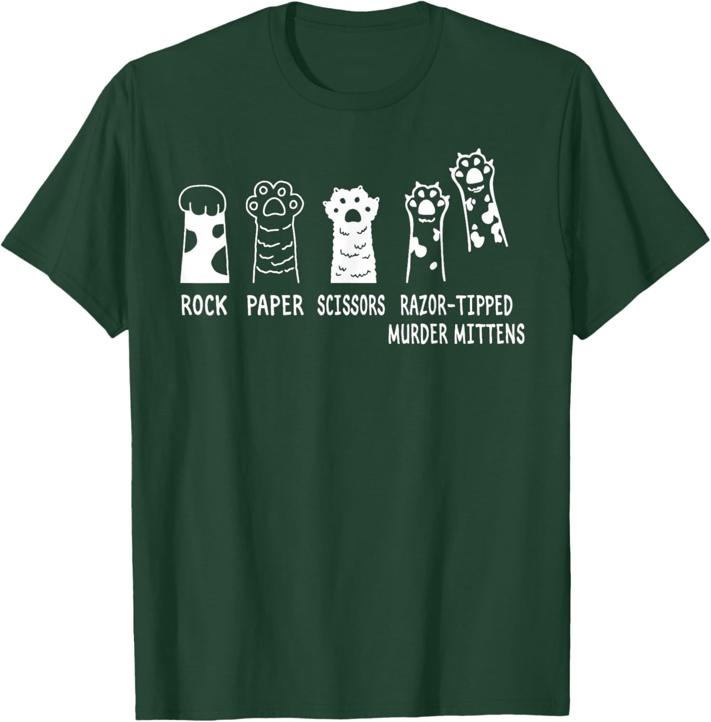 Rock Paper Scissors Razor-Tipped Murder Mittens Cute Cats T-Shirt - T-Shirt | Forest