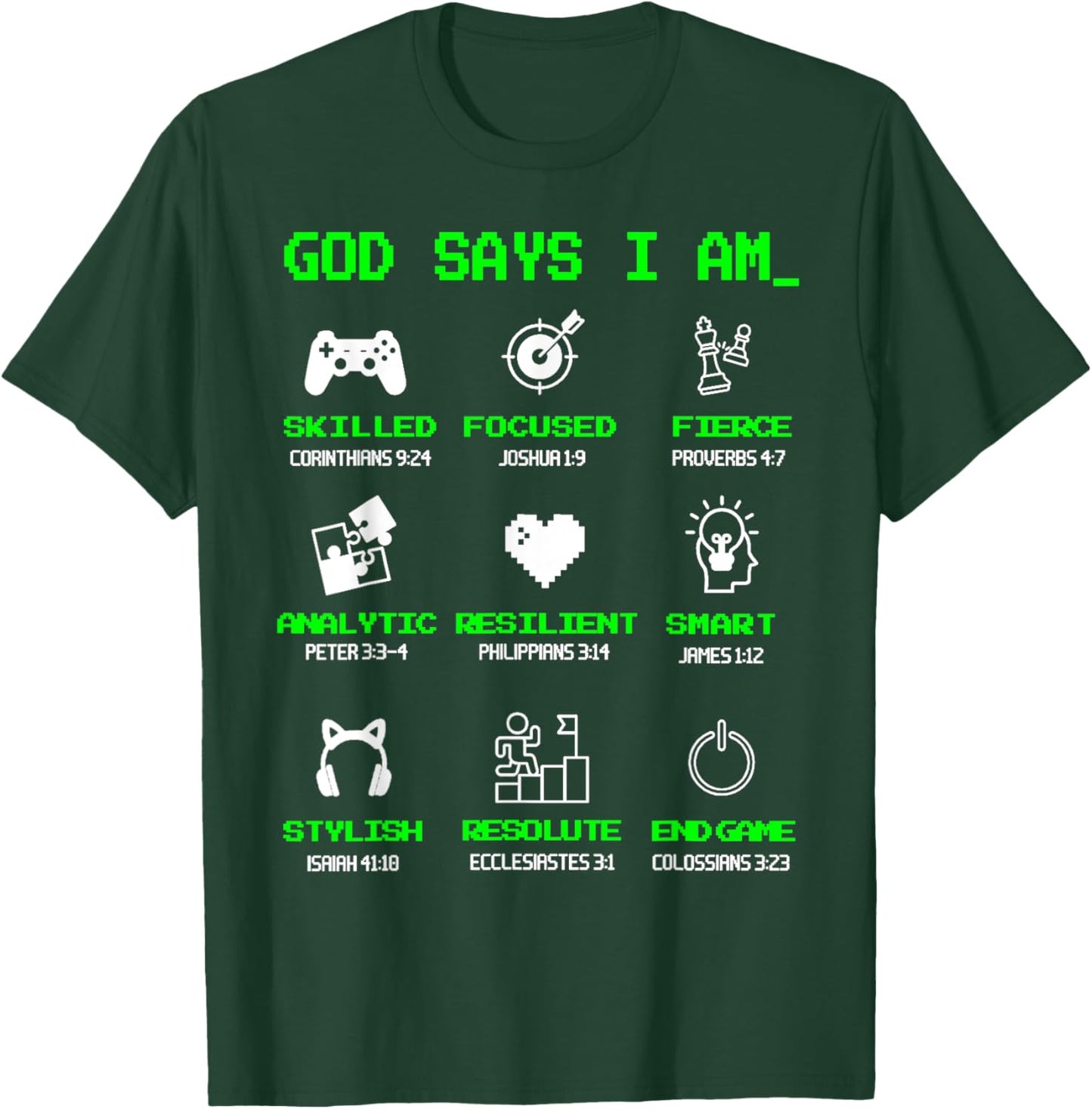 God Says I Am Gaming | Gamer Funny Videogame T-Shirt - T-Shirt | Forest