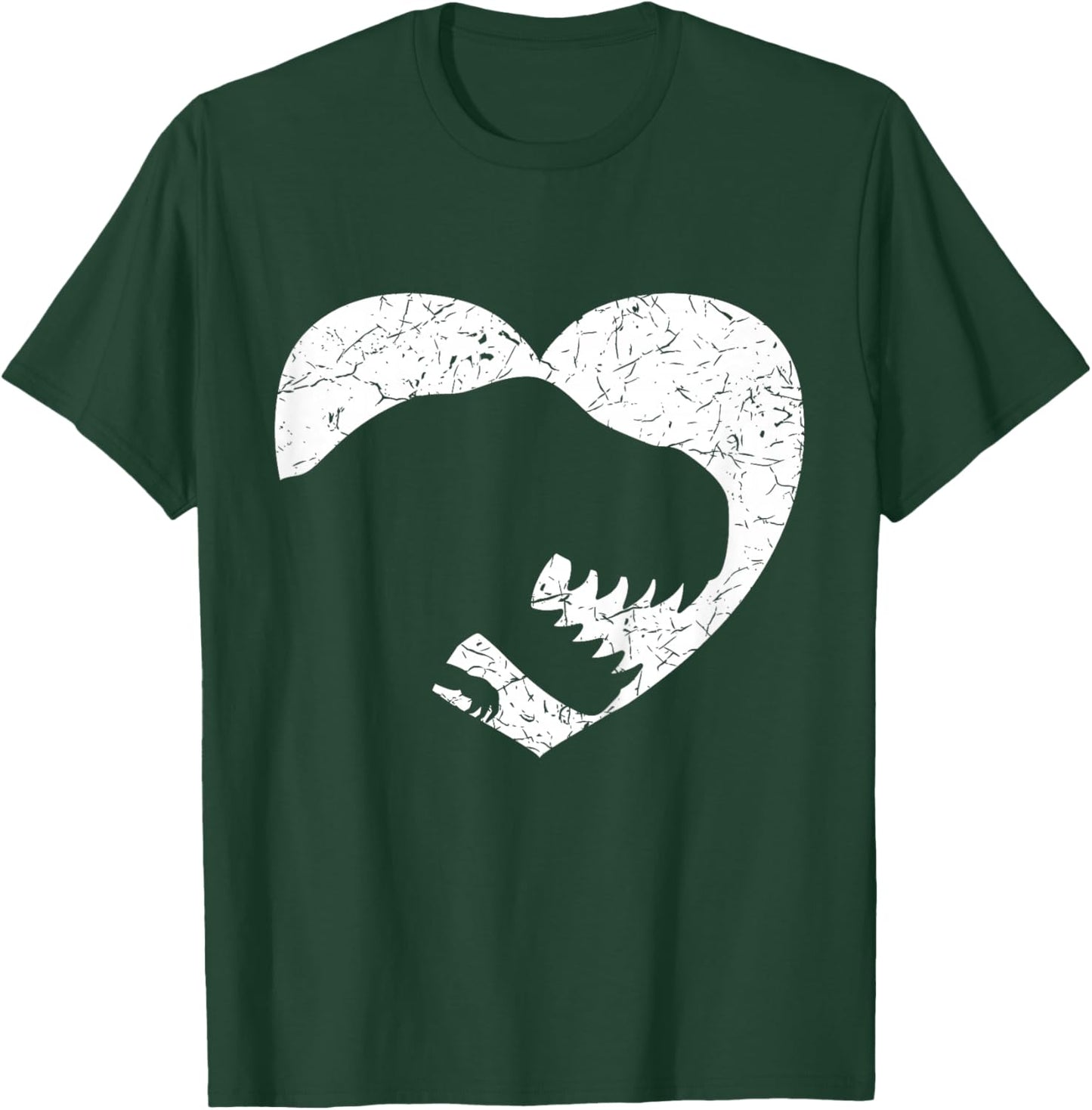 Kids Valentines Day T-Rex Dinosaur Heart Silhouette Boys Toddler T-Shirt - T-Shirt | Forest