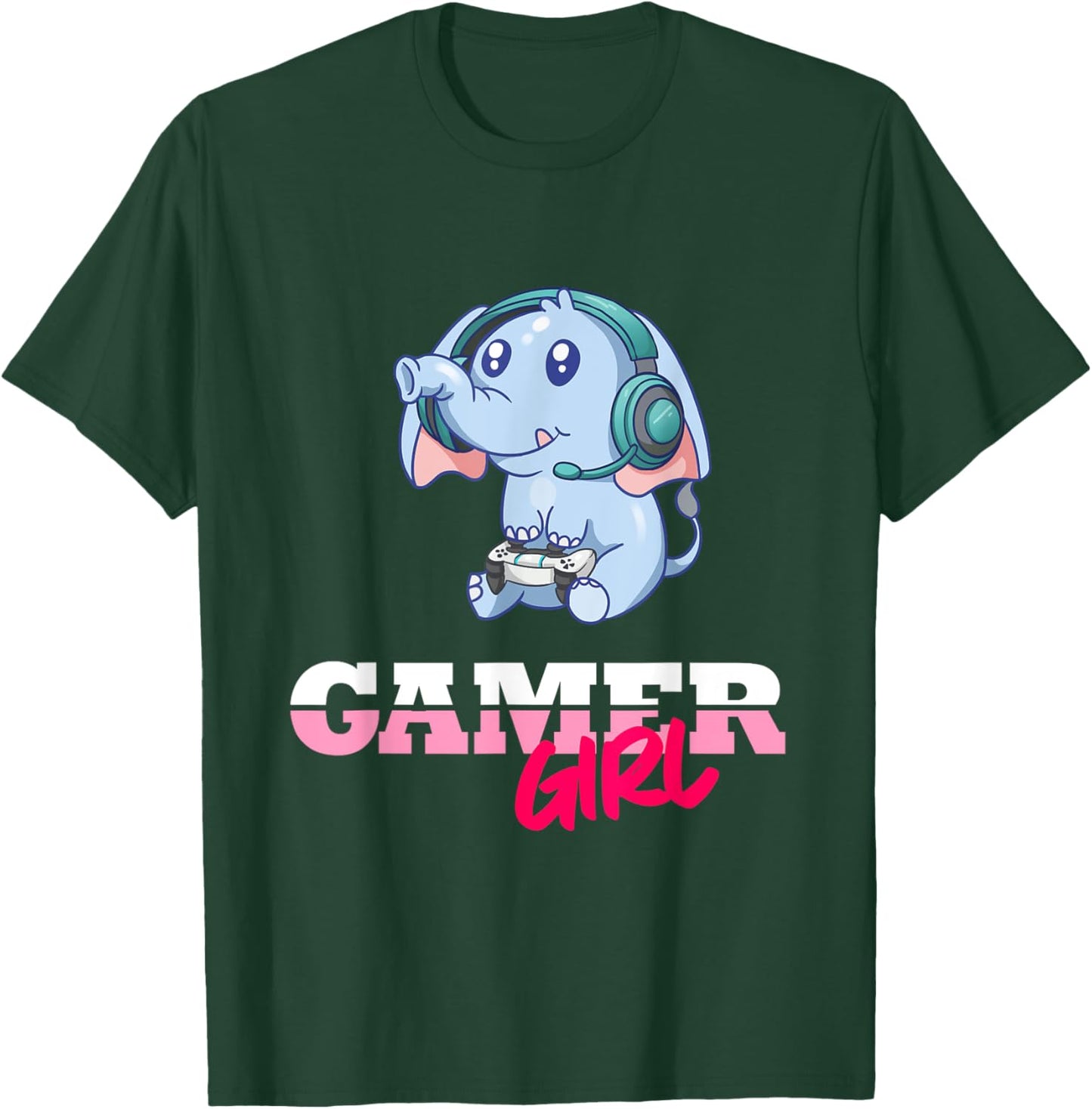 Elephant Gamer Girl Gaming T-Shirt - T-Shirt | Forest