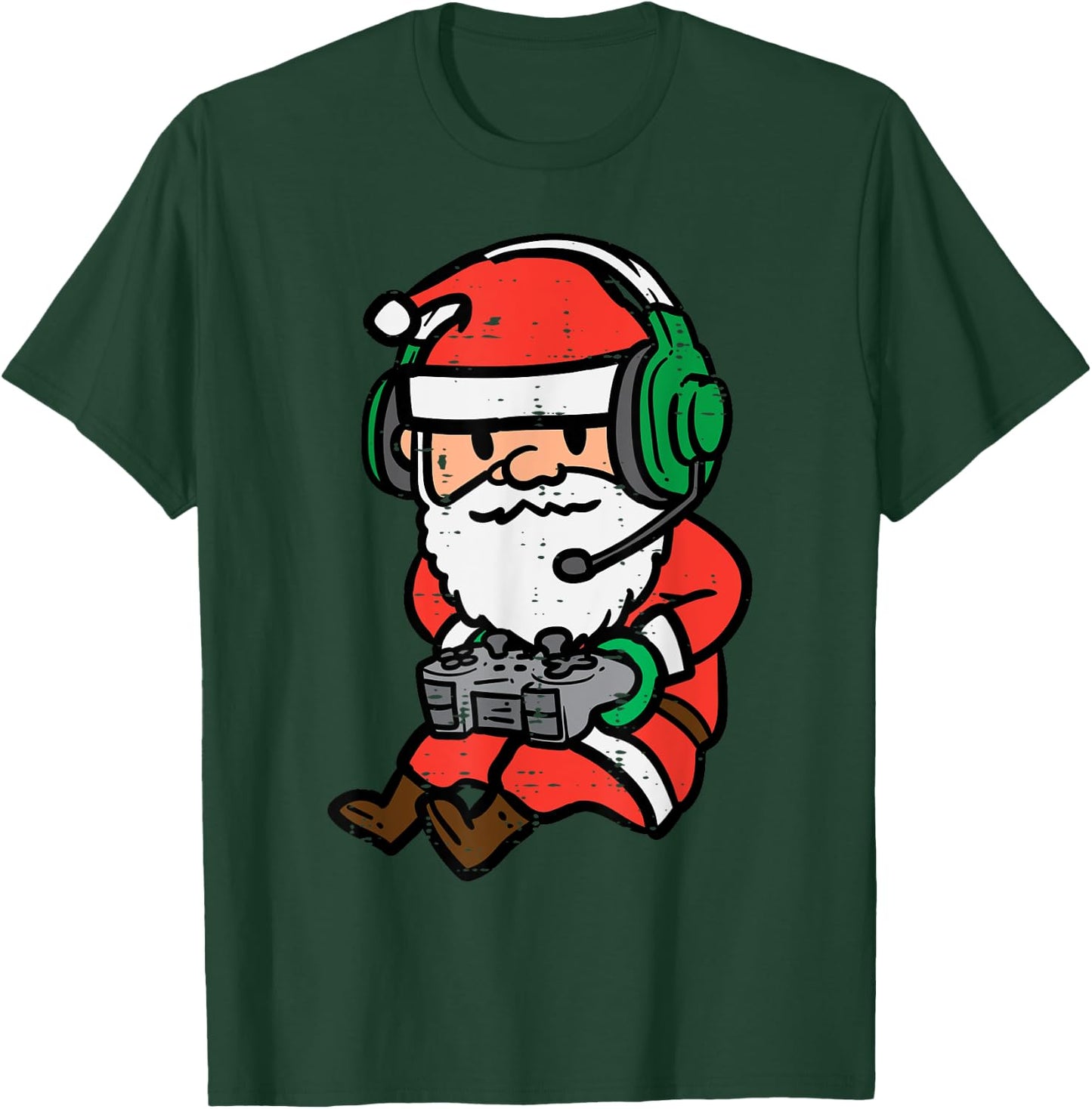 Christmas Gamer Santa Xmas Gaming Men Boys Kids Youth Teen T-Shirt - T-Shirt | Forest