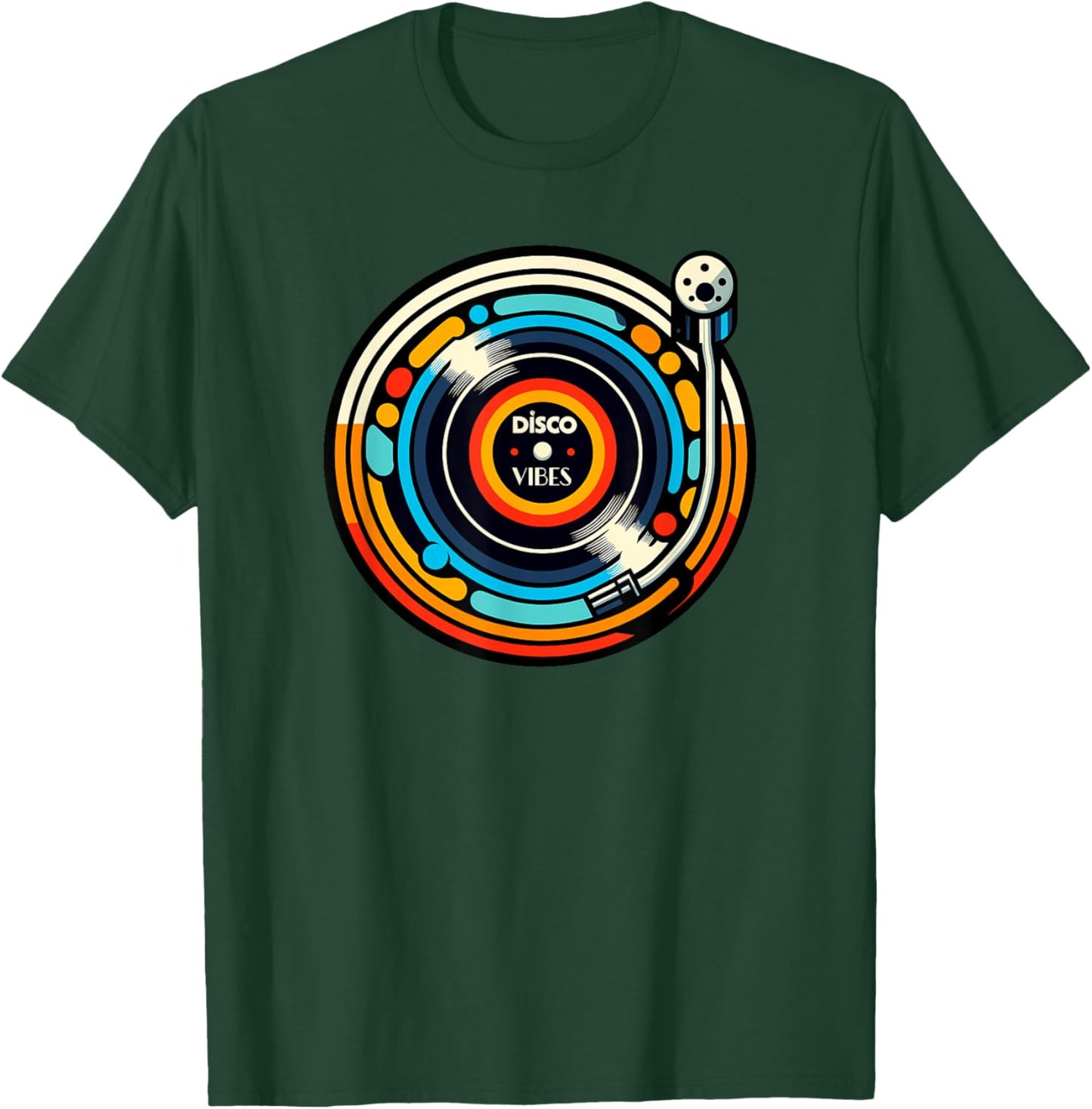 Retro Disco Vibes Turntable Enthusiast T-Shirt - T-Shirt | Forest