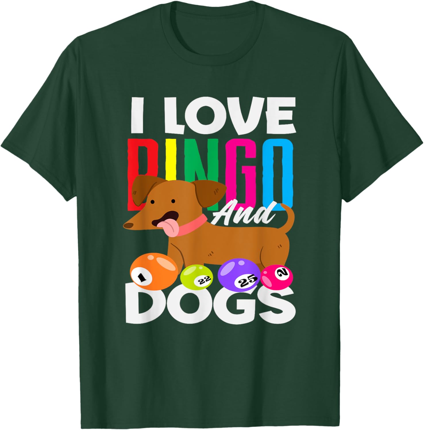 I Love Bingo And Dogs Fun Dog Lovers Bingo T-Shirt - T-Shirt | Forest