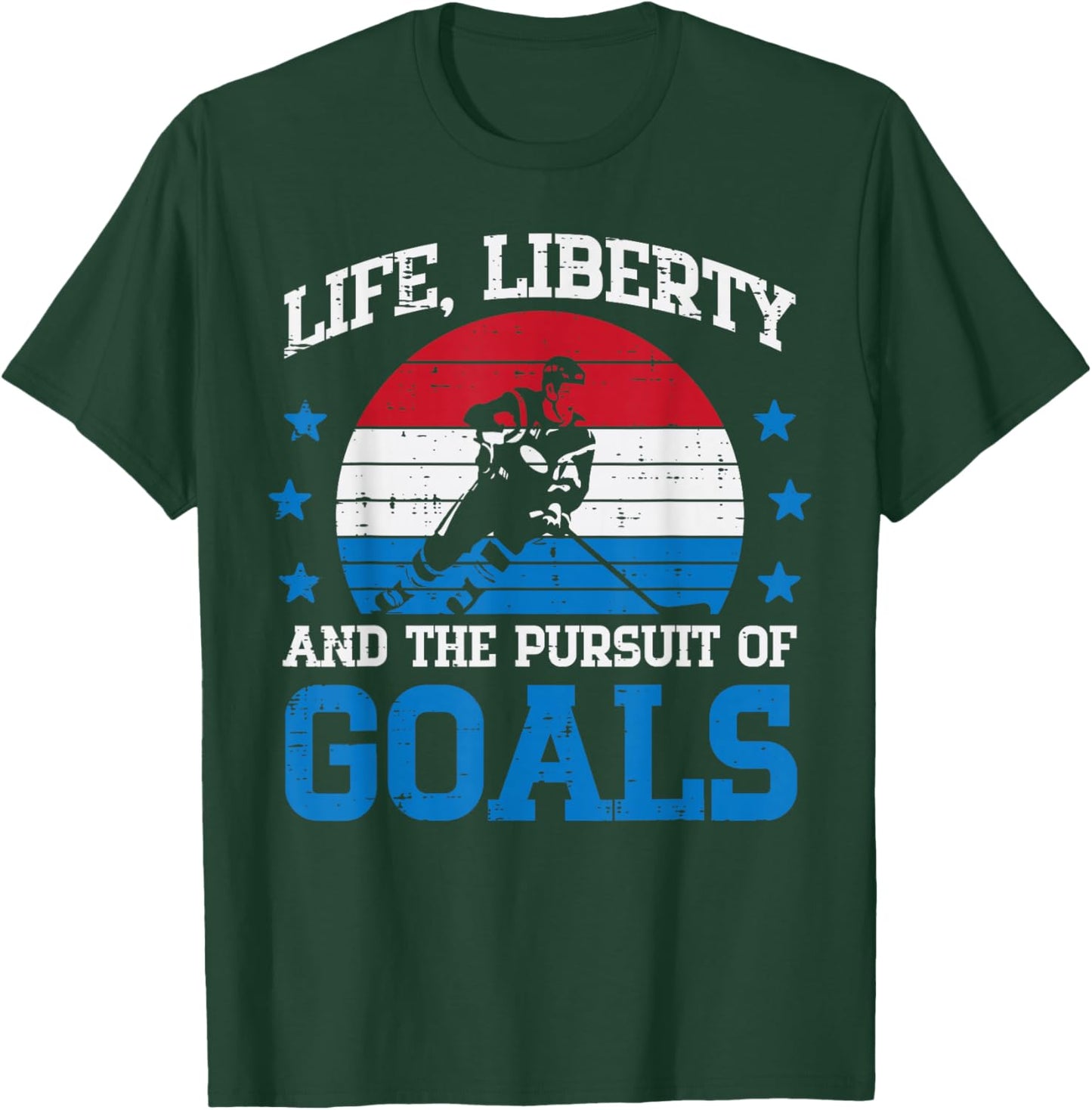 4th July Ice Hockey Life Liberty Goals Patriot Men Boys Kids T-Shirt - T-Shirt | Forest