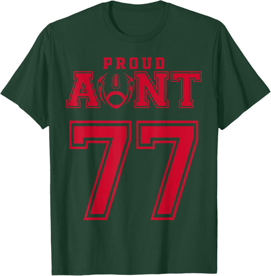 Custom Proud Football Aunt Number 77 R Personalized T-Shirt - T-Shirt | Forest