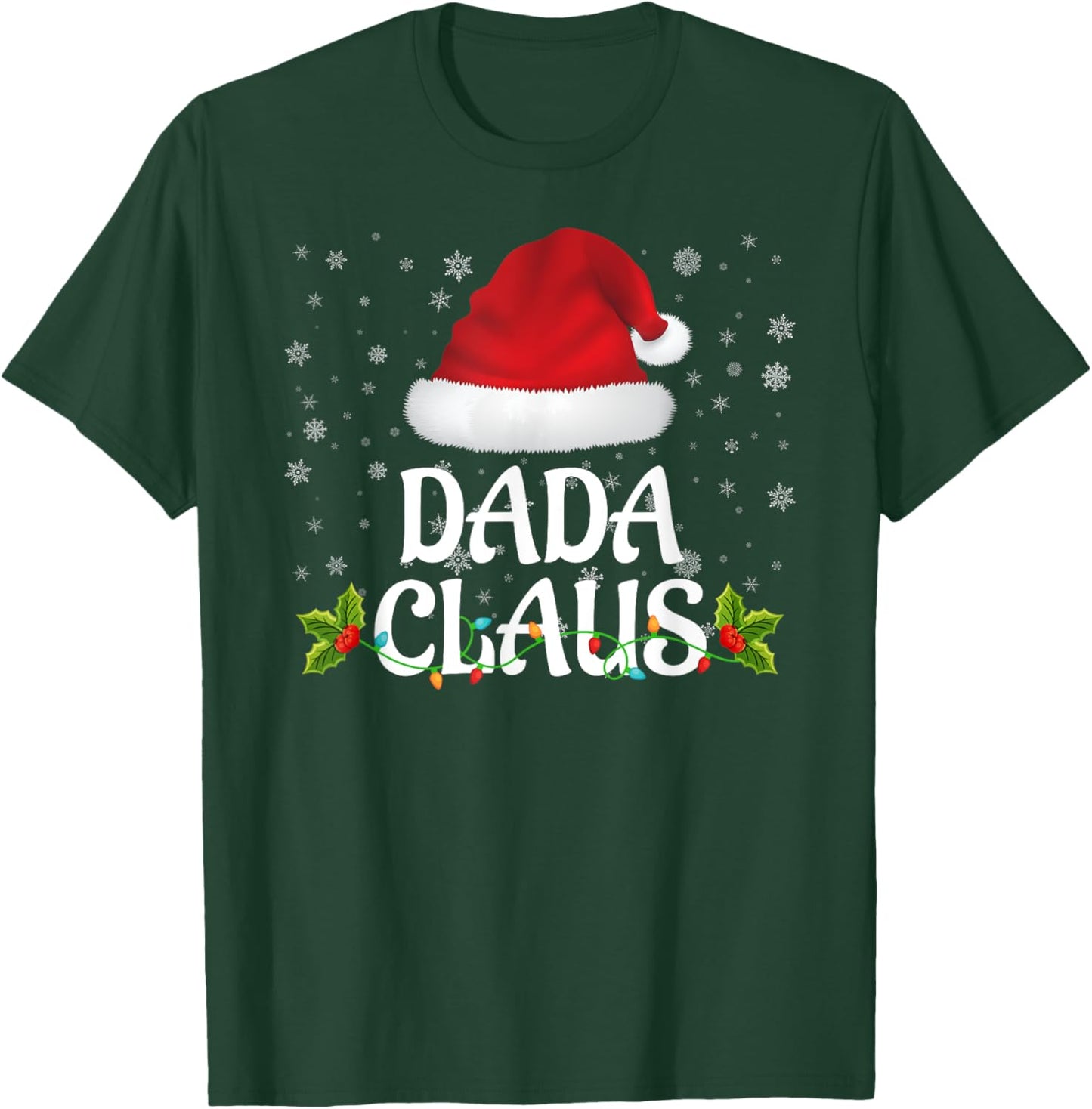 Dada Claus Christmas Lights Santa Pajama Family Matching T-Shirt - T-Shirt | Forest